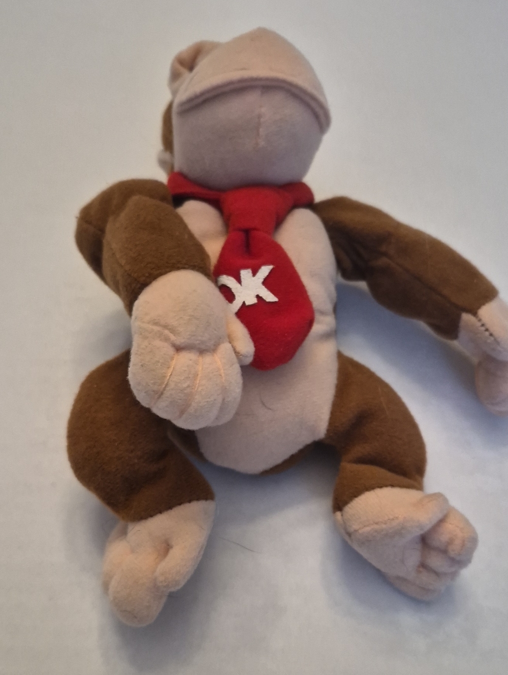 Donkey Kong Plush Monkey Toy with Red Tie - Soft Brown and Cream Plush